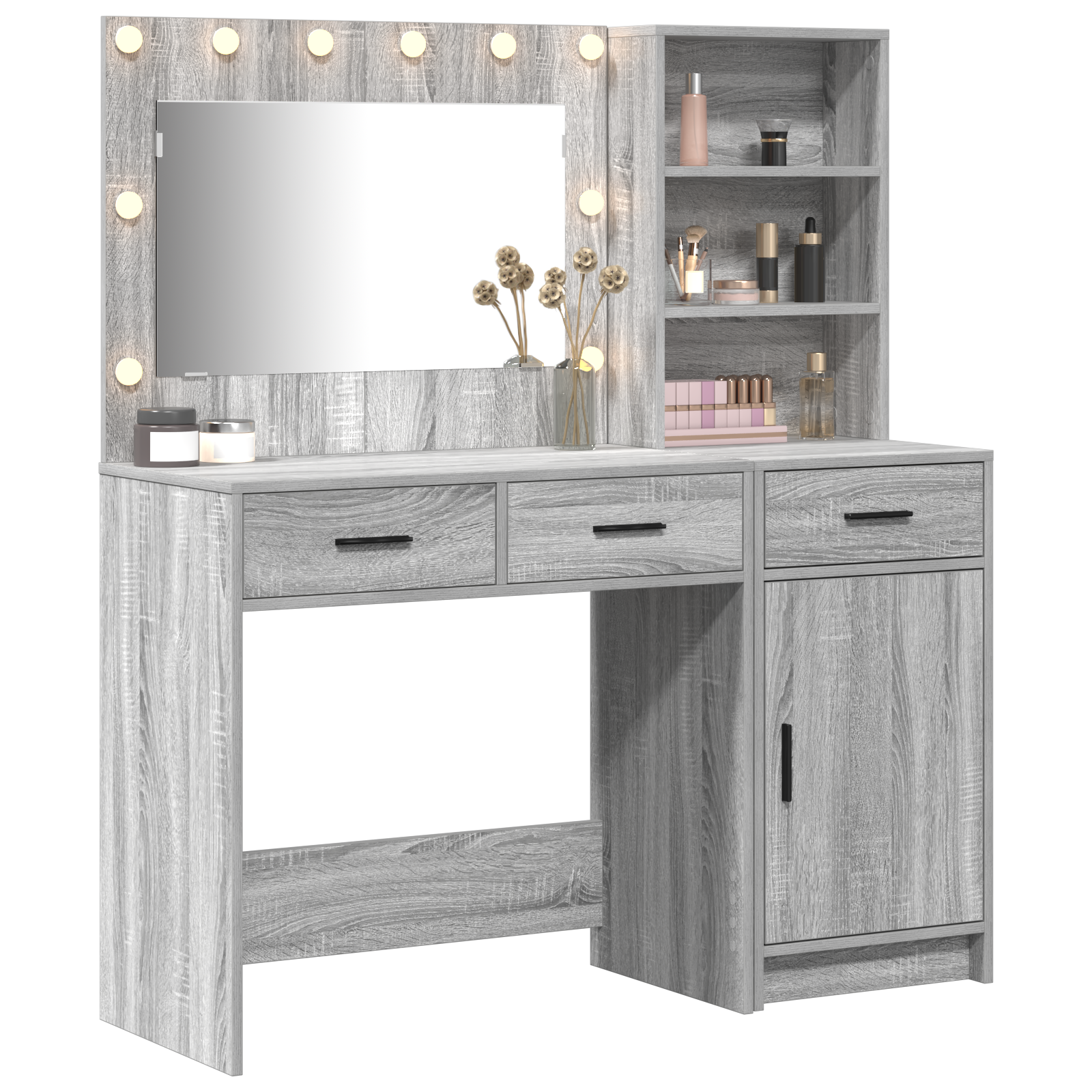 vidaXL 2-delige kaptafelset met LED in Grijs Sonoma Hout