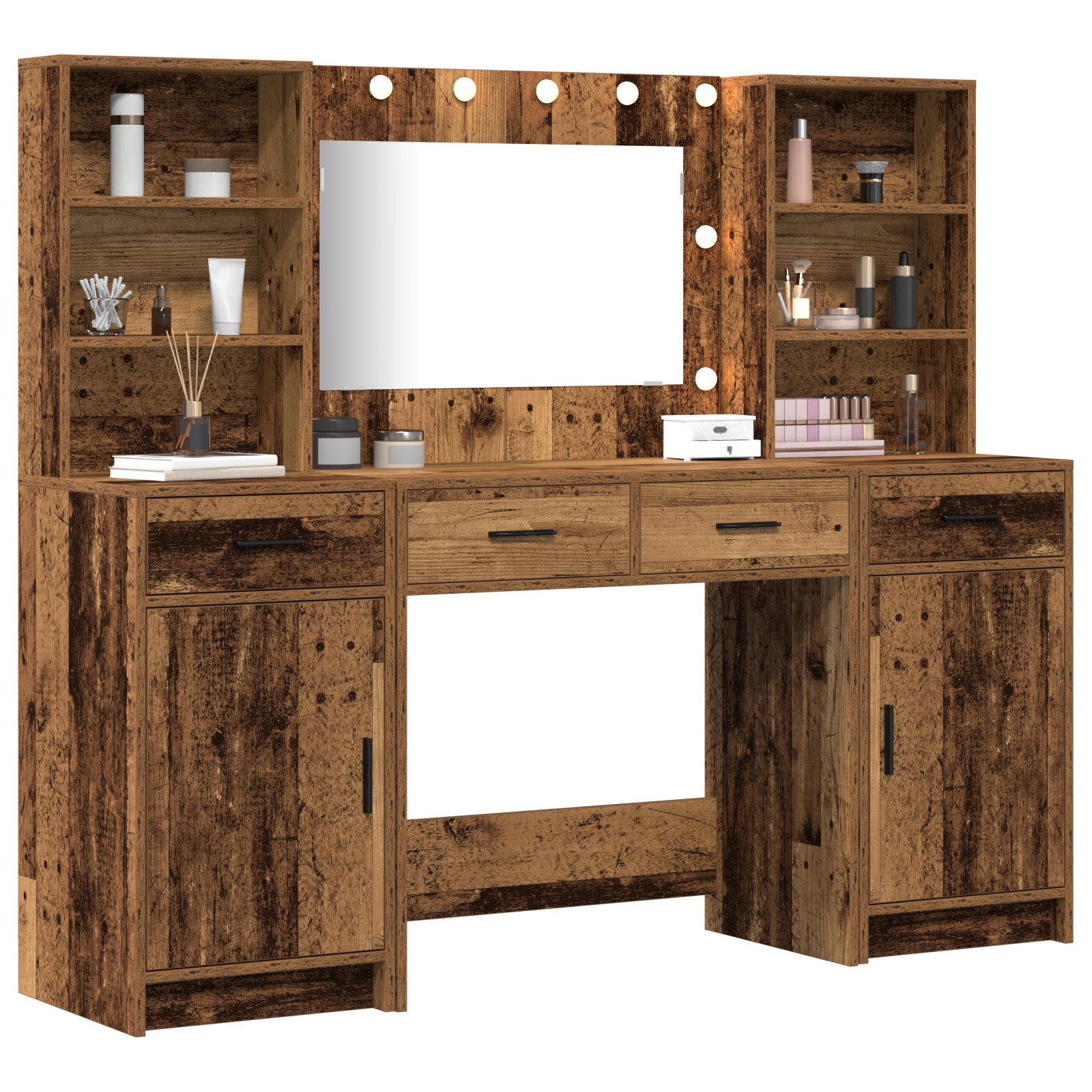 vidaXL 3-delige Kaptafelset Oude Hout Geengineerd Hout