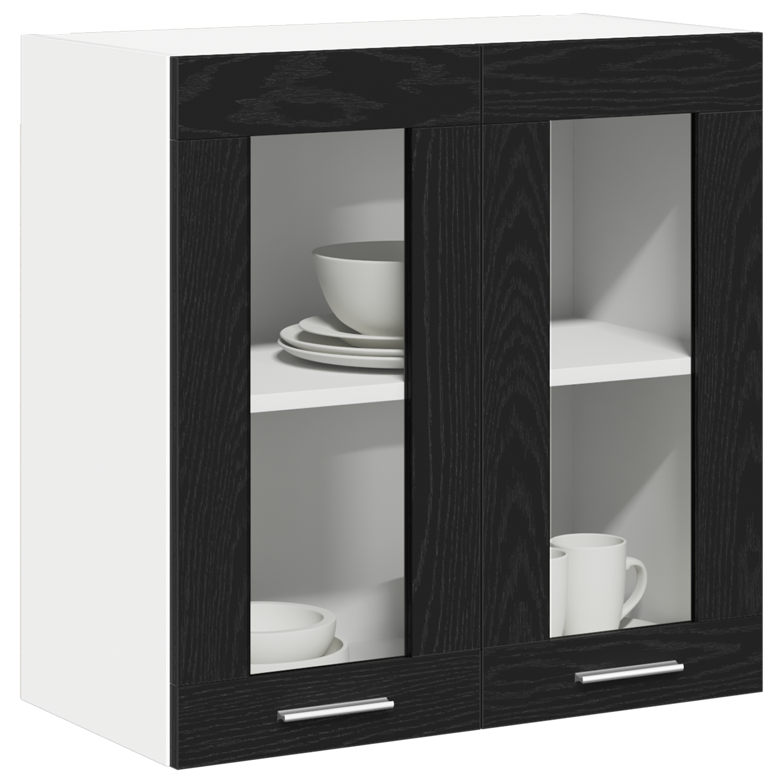 vidaXL Wandkast van Glas in Zwart Eiken - 60x31x60 cm, van Bewerkt Hout