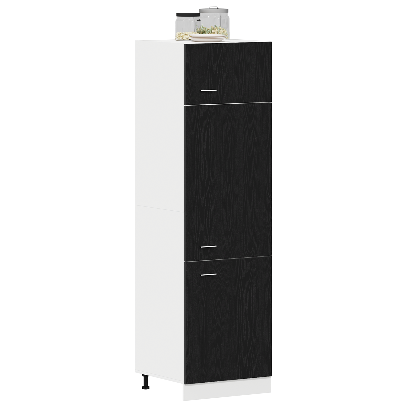 vidaXL Koelkastkast in Zwart Eiken - 60x57x207 cm, Gemaakt van gefabriceerd hout