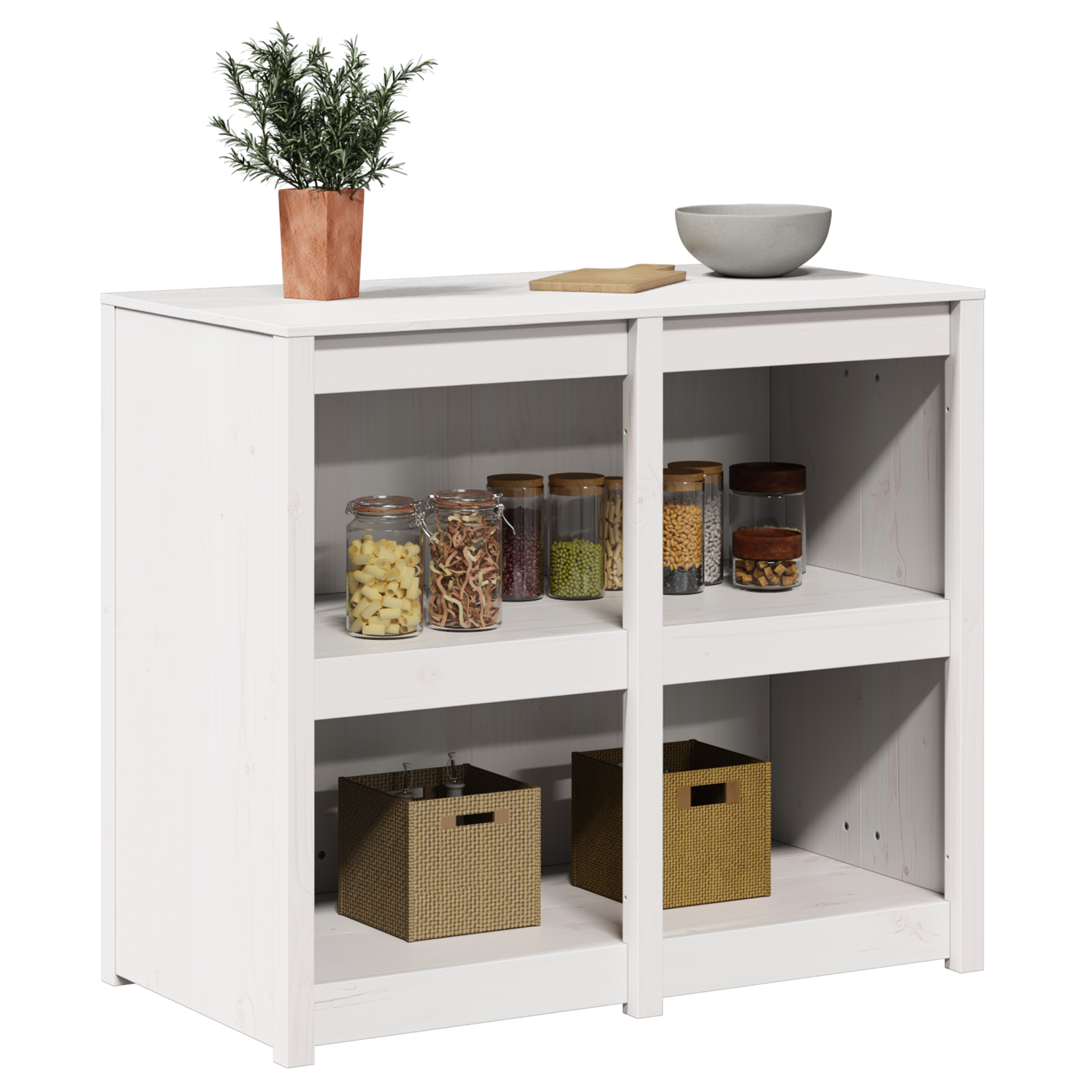 vidaXL Buitenkeukenkast Wit 106x55x92 cm Massief Grenenhout