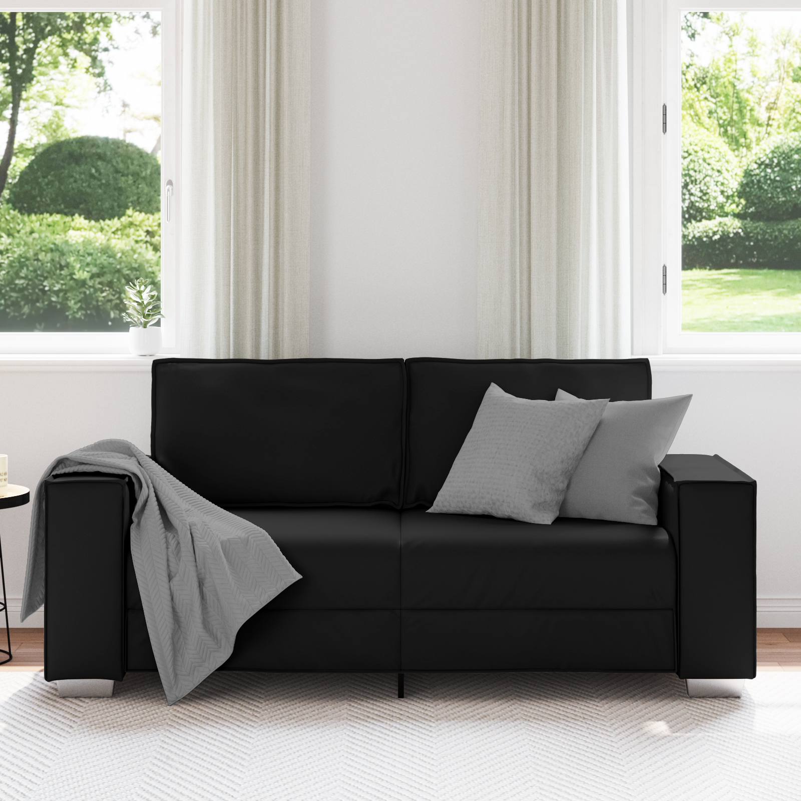 vidaXL Loveseat 140 cm kunstleer zwart