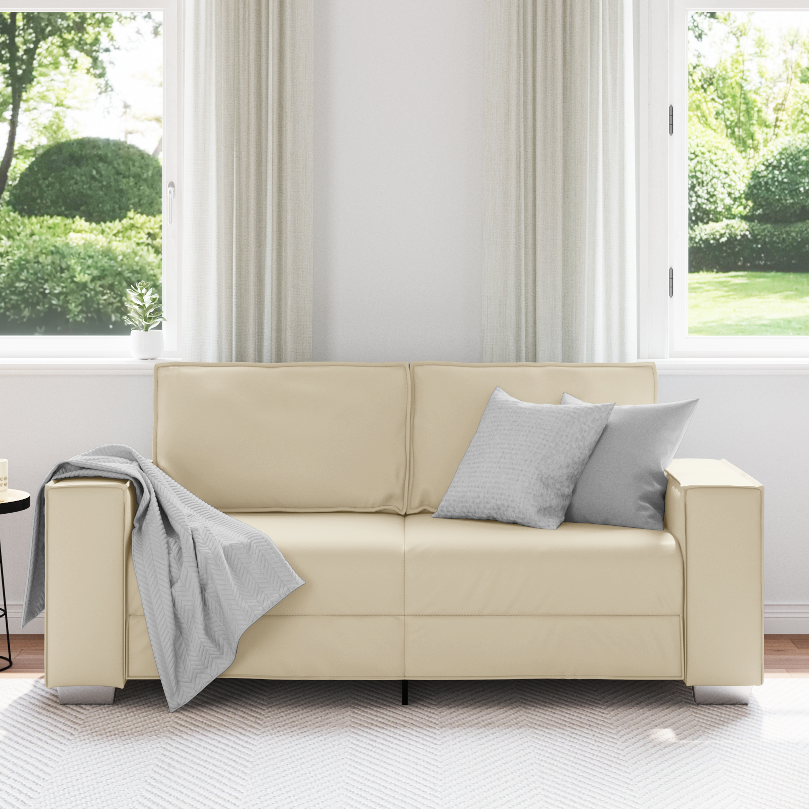 vidaXL Loveseat 140 cm kunstleer crèmekleurig