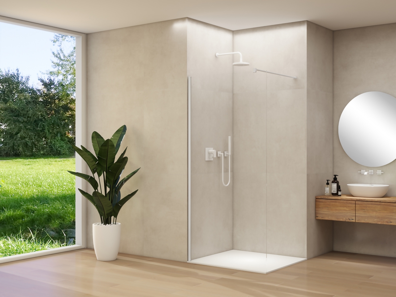 Van Rijn Inloopdouche  Products ST01 30x200 cm 8 mm Helder Glas Incl. Beslag met Muurprofiel Mat Wit