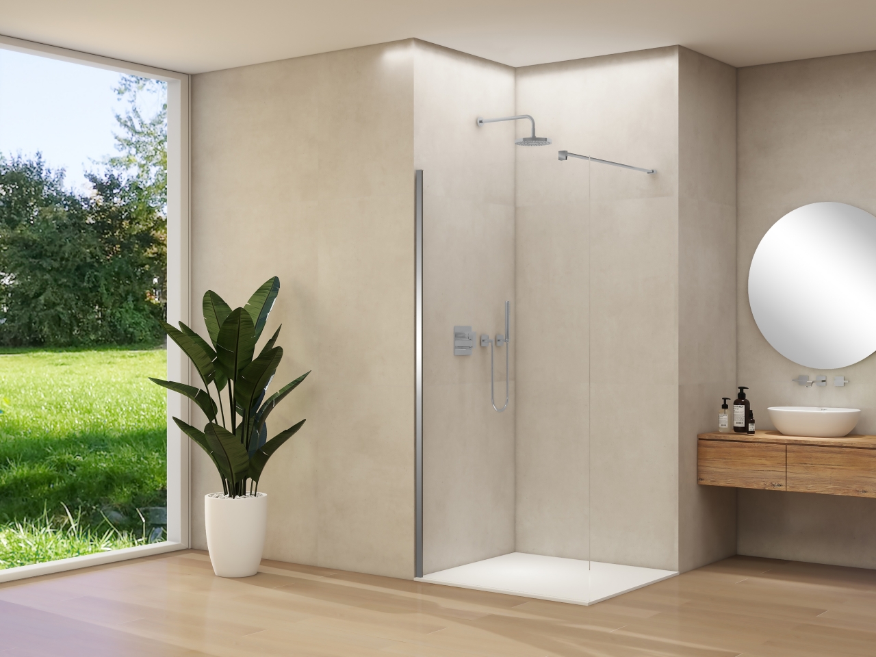 Van Rijn Inloopdouche  Products ST01 50x200 cm 8 mm Helder Glas Incl. Beslag met Muurprofiel Geborsteld RVS