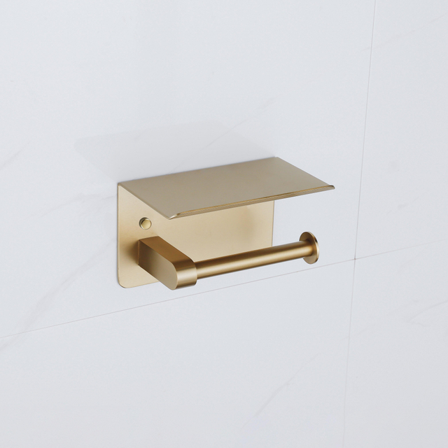 Fortifura Calvi - toiletrolhouder - met plateau - Geborsteld Messing PVD (Goud) SW1183053