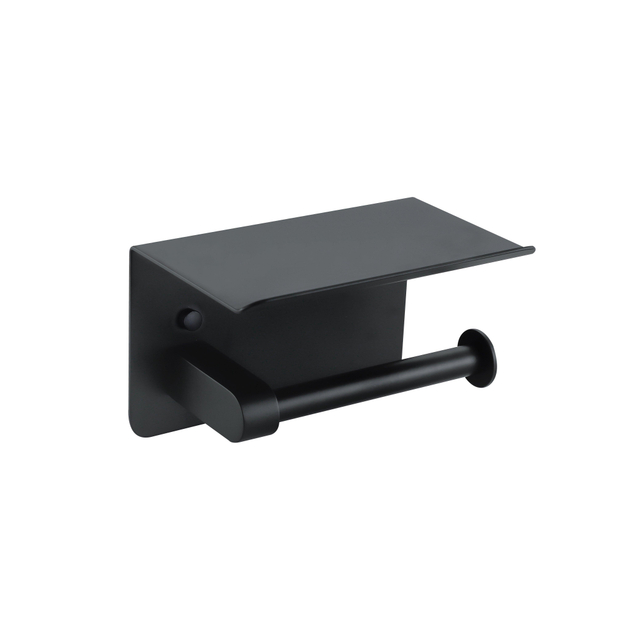 Fortifura Calvi - toiletrolhouder - met plateau - mat zwart SW1183055