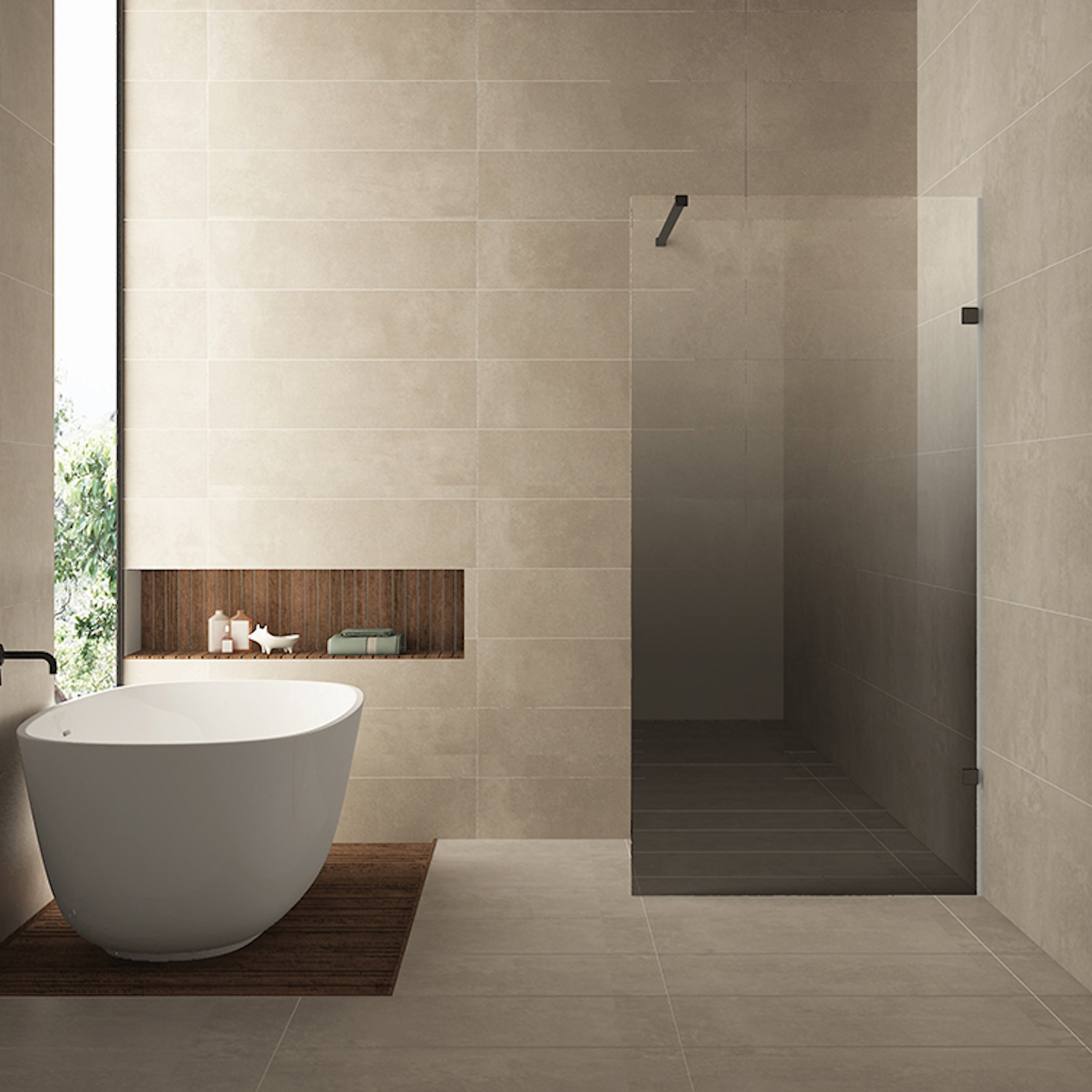 Wiesbaden Inloopdouche Rechts  Less 80x200 cm 8 mm Nano Spiegelrook- naar Helder Glas Mat Zwart