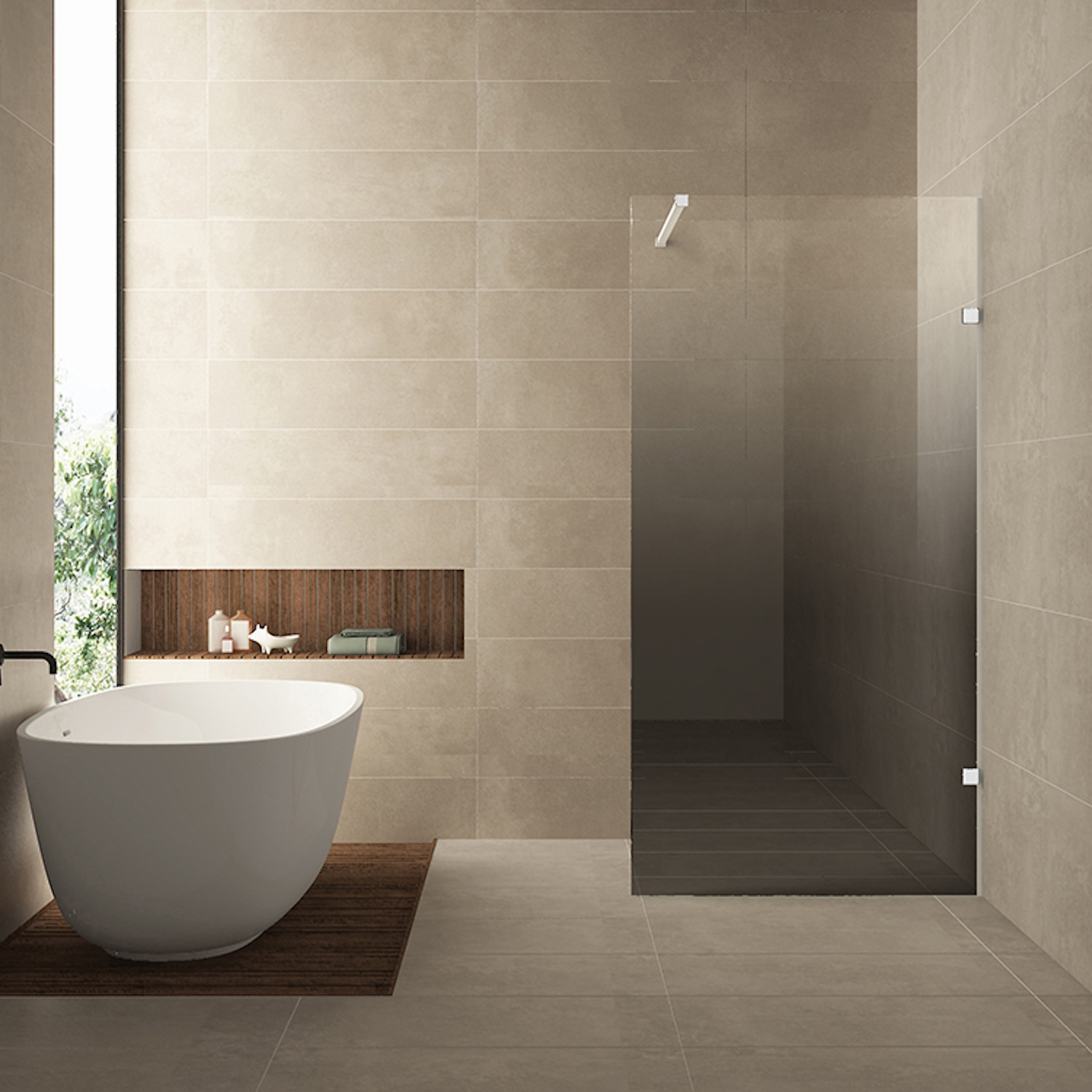 Wiesbaden Inloopdouche Rechts  Less 80x200 cm 8 mm Nano Spiegelrook- naar Helder Glas Mat Wit