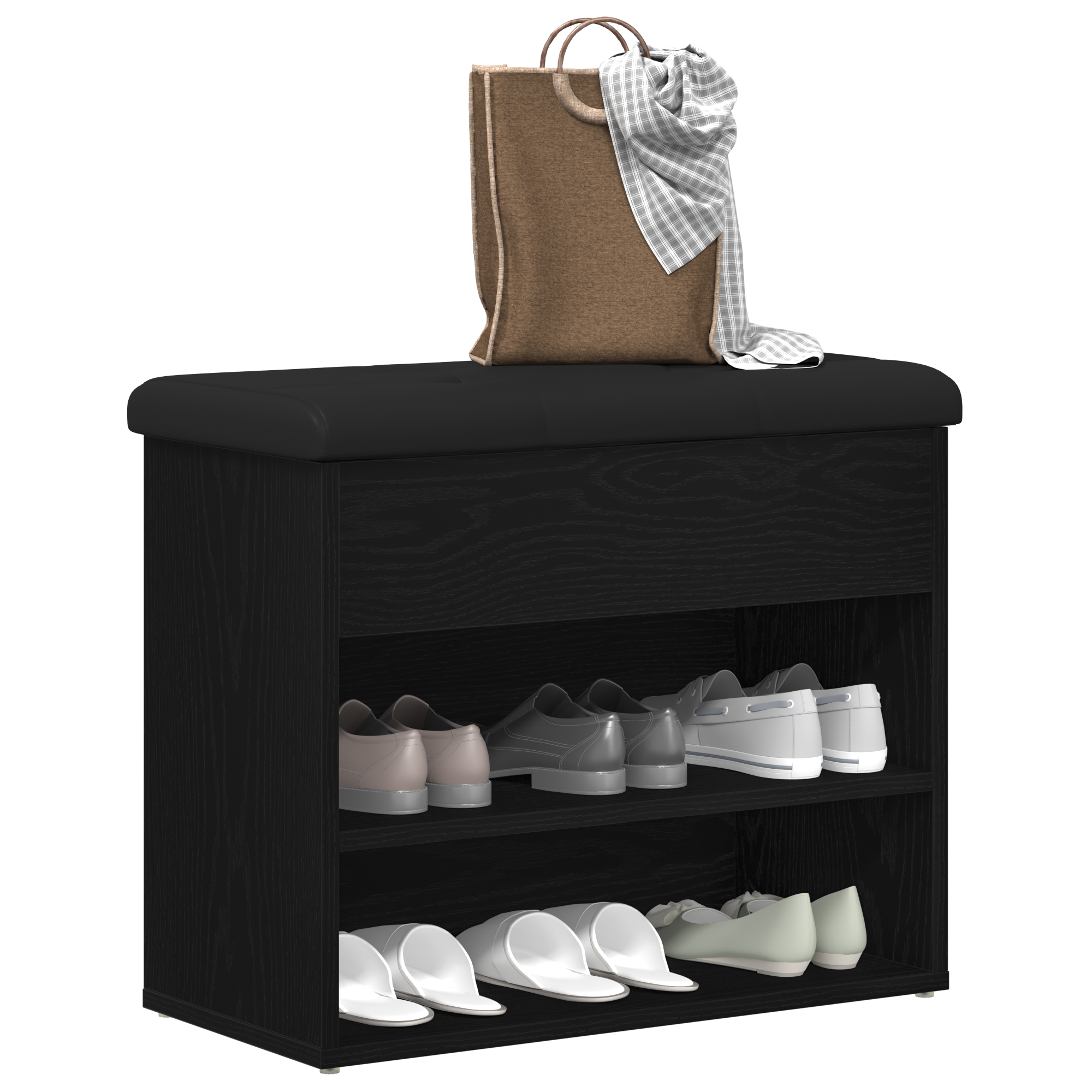 vidaXL Opslagbank 60x30x48 cm bewerkt hout zwart eikenkleurig