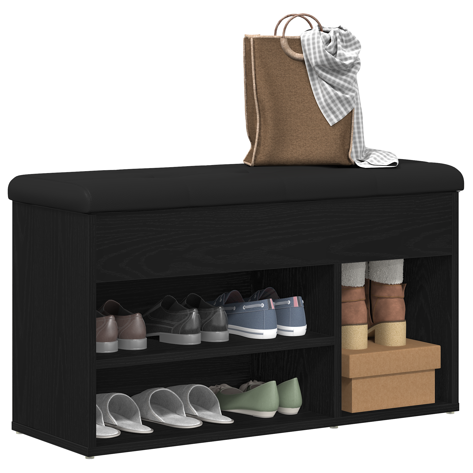 vidaXL Opbergbank 80x30x45 cm bewerkt hout zwart eikenkleurig