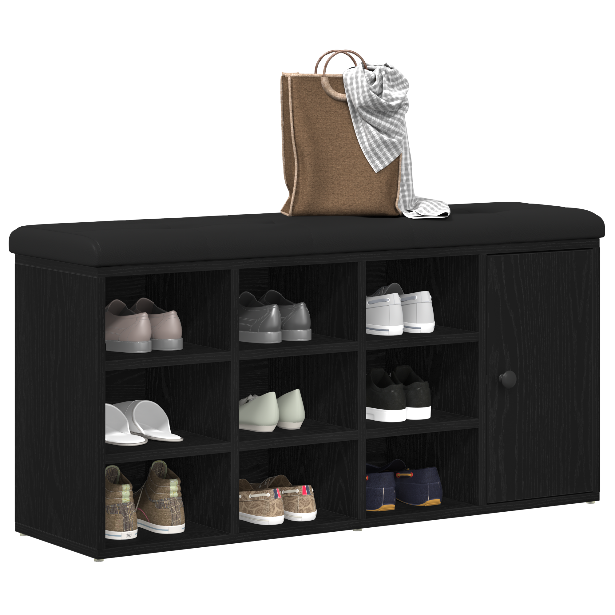 vidaXL Opbergbank 100x30x48 cm bewerkt hout zwart eikenkleurig