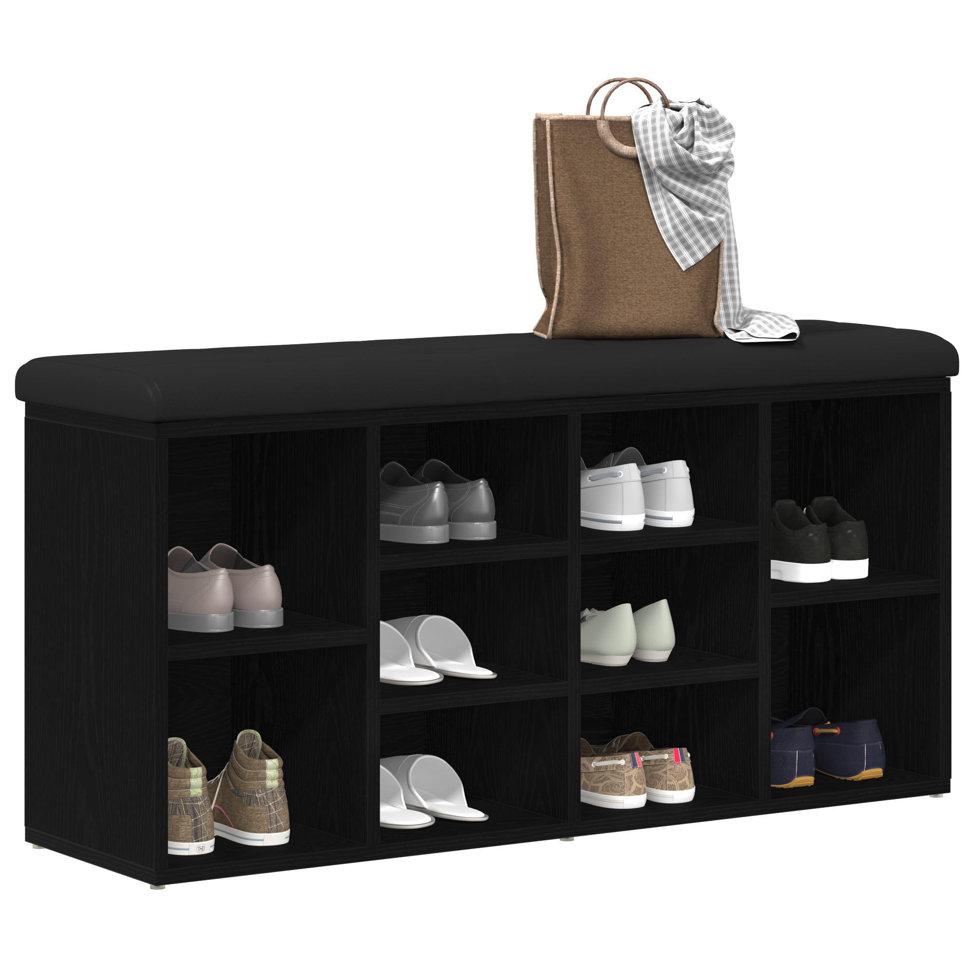 vidaXL Opbergbank 100x30x48 cm bewerkt hout zwart eikenkleurig