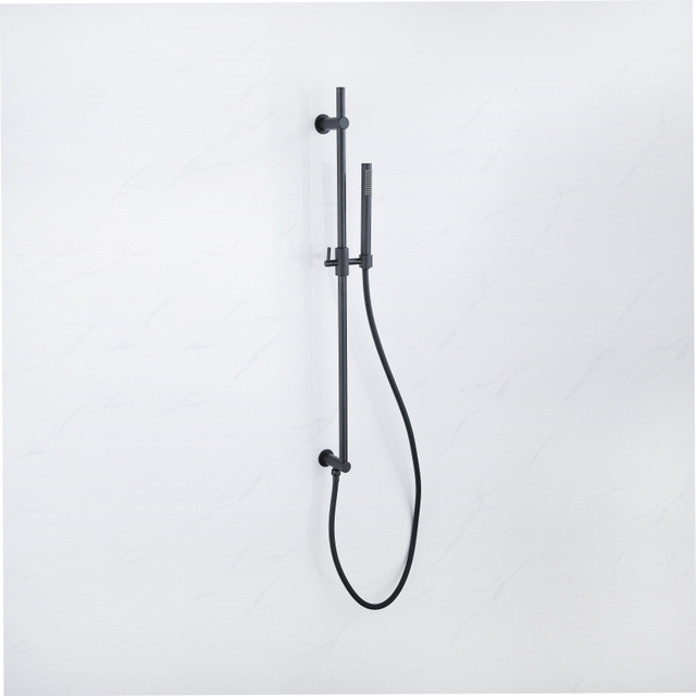 Fortifura Calvi Glijstangset - geïntegreerde wandaansluitbocht - doucheslang glad- handdouche staaf - mat zwart SW1111528/SW706210///SW496811
