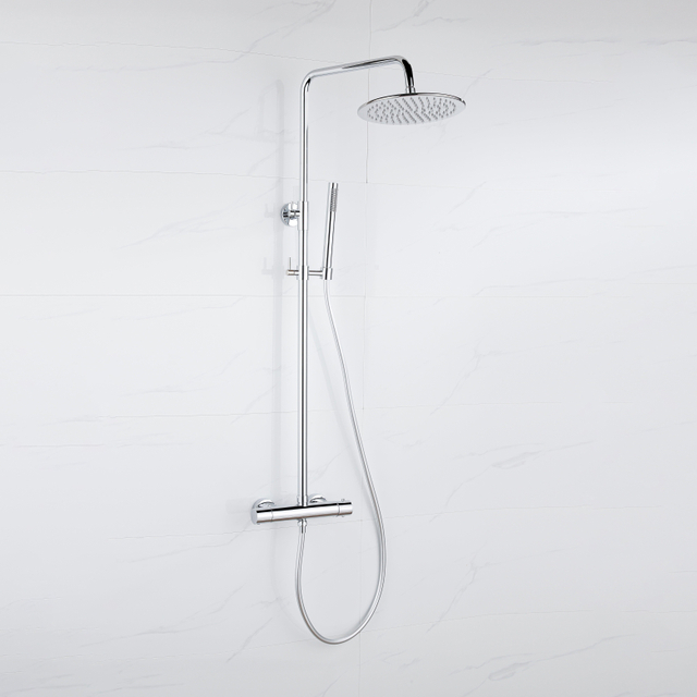 Fortifura Calvi Regendoucheset - thermostatisch - 30cm hoofddouche - gladde slang - staaf handdouche - chroom SW1159497 SW1139119 SW706209