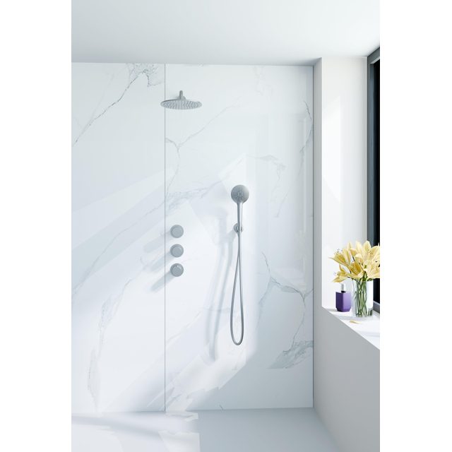 Fortifura Nebbio Regendoucheset - inbouwkraan - inbouwdeel - wandaansluitbocht- doucheslang metaal - staafhanddouche - 35cm wandarm - ronde hoofddouche - geborsteld RVS PVD (RVS) SW1183066 SW1183079 S