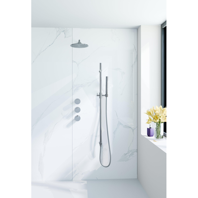 Fortifura Nebbio Regendoucheset - inbouwkraan - inbouwdeel - glijstang - doucheslang metaal - staaf handdouche - 35cm wandarm - ronde hoofddouche - chroom SW1183064 SW1111526 SW767373 SW496810 SW72055