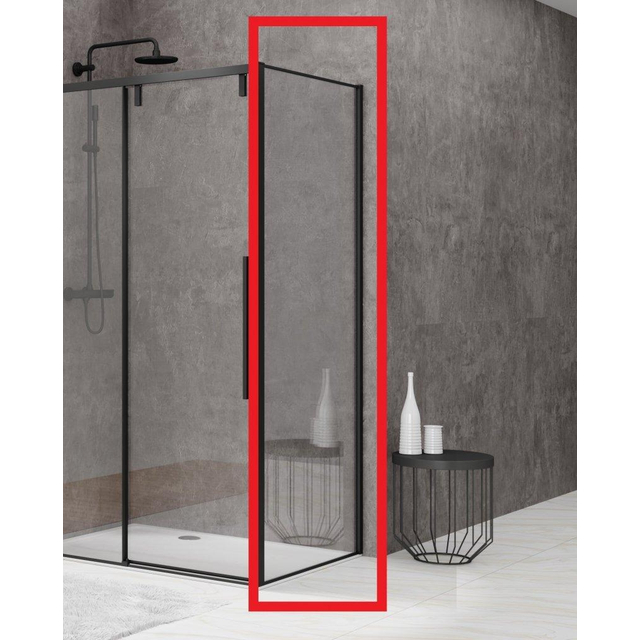 Van Rijn Products ST06 Vaste Wand - 70x200cm - Helder glas - dikte 8mm - tbv hoekcabine - muurprofiel - Zwart ST0635070ZWW