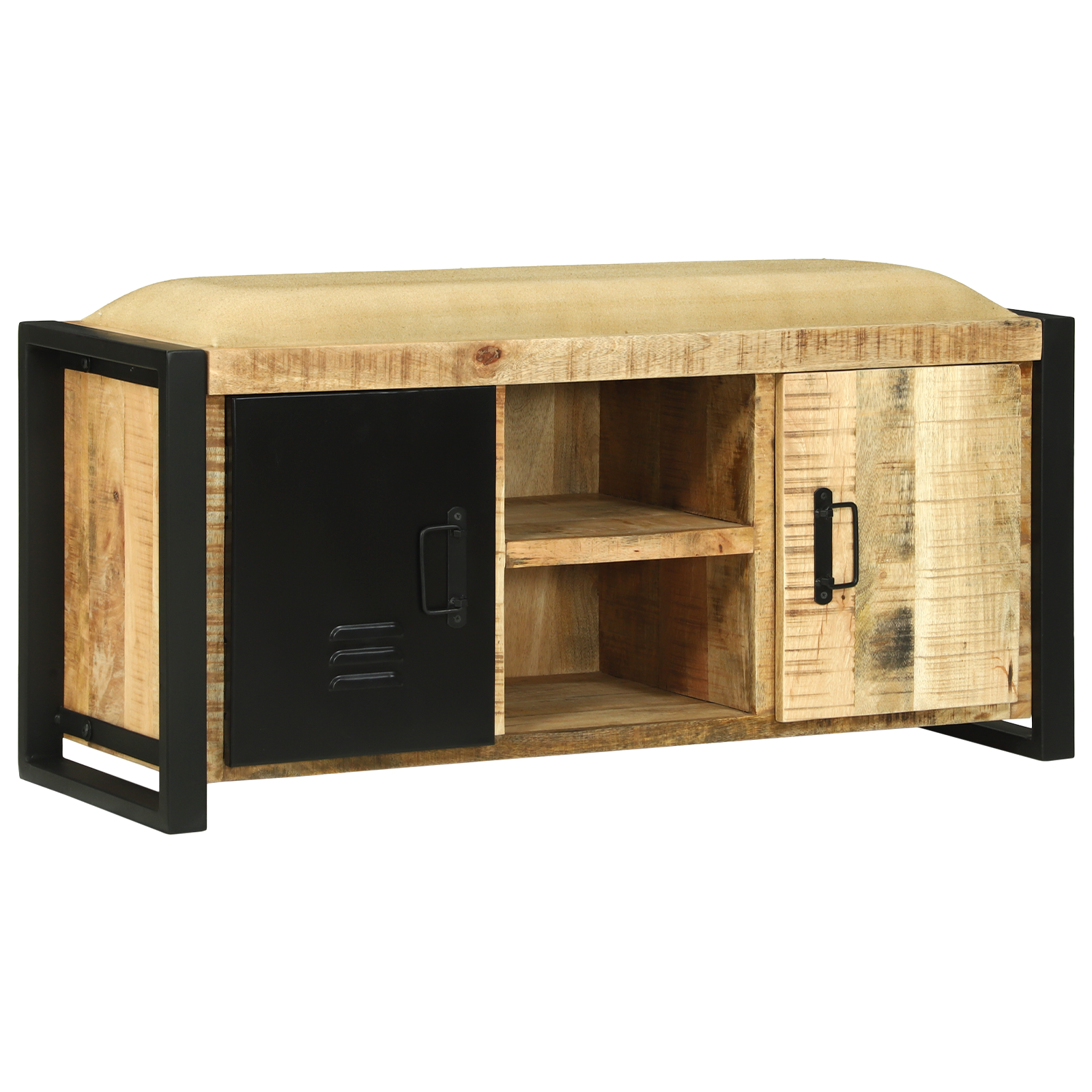 vidaXL Opbergbank 100x35x50 cm Massief Hout Ruwe Mango