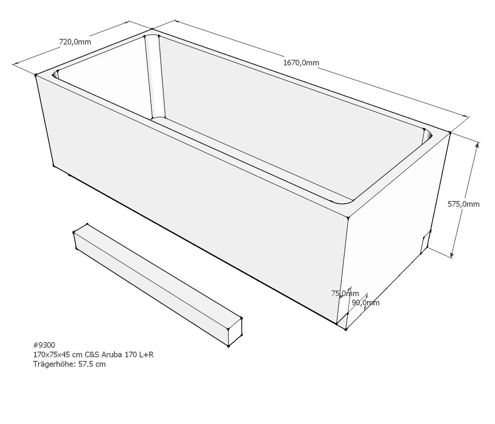 Xenz beterbad baddrager voor aruba 170x75cm