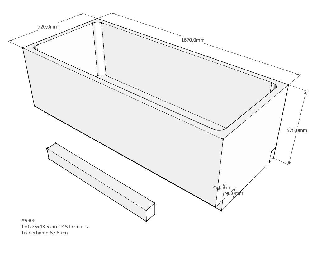 Xenz beterbad baddrager voor dominica 170x75cm