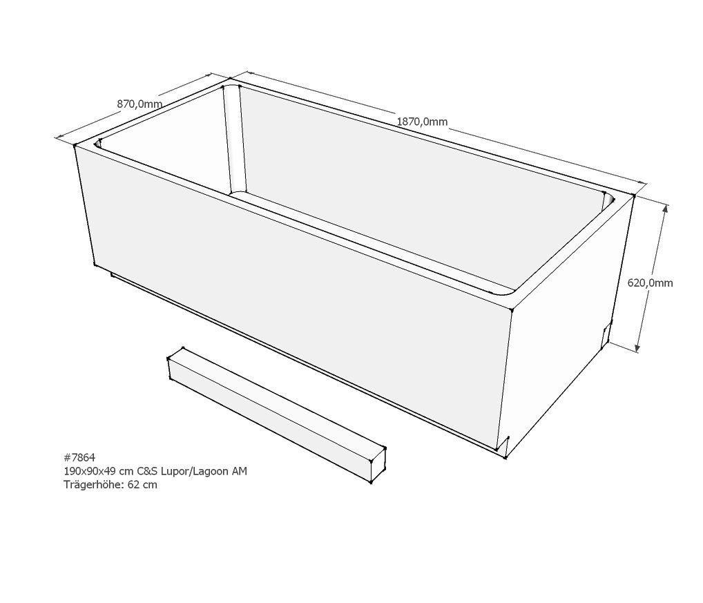 Xenz beterbad baddrager voor lagoon 190x90cm