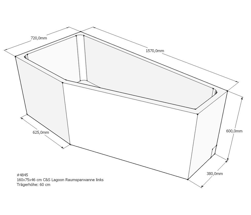 Xenz beterbad baddrager voor lagoon compact links 160x75cm
