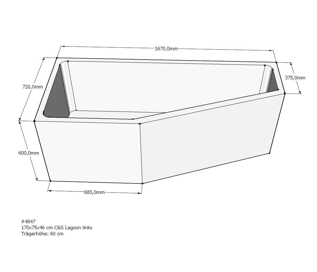 Xenz beterbad baddrager voor lagoon compact links 170x75cm