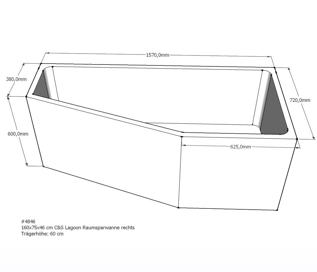 Xenz beterbad baddrager voor lagoon compact rechts 160x75cm