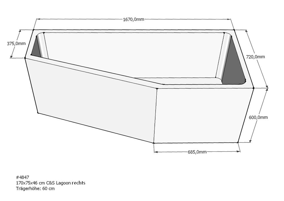 Xenz beterbad baddrager voor lagoon compact rechts 170x75cm