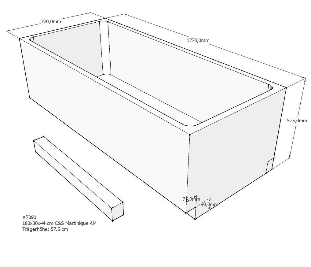Xenz beterbad baddrager voor martinique 180x80cm