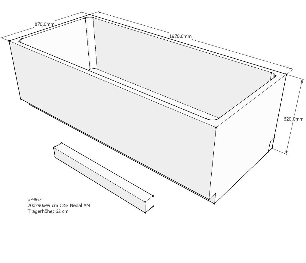 Xenz beterbad baddrager voor nassau 200x90cm