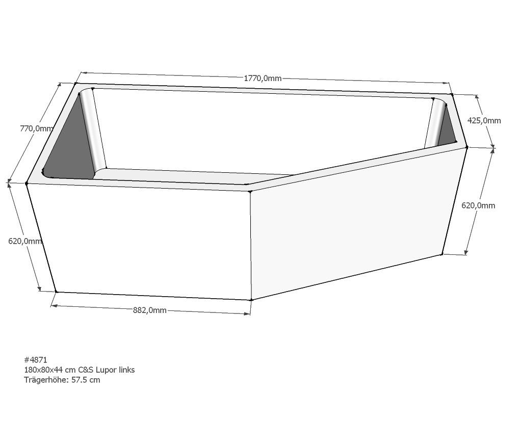 Xenz beterbad baddrager voor society compact links 180x80cm