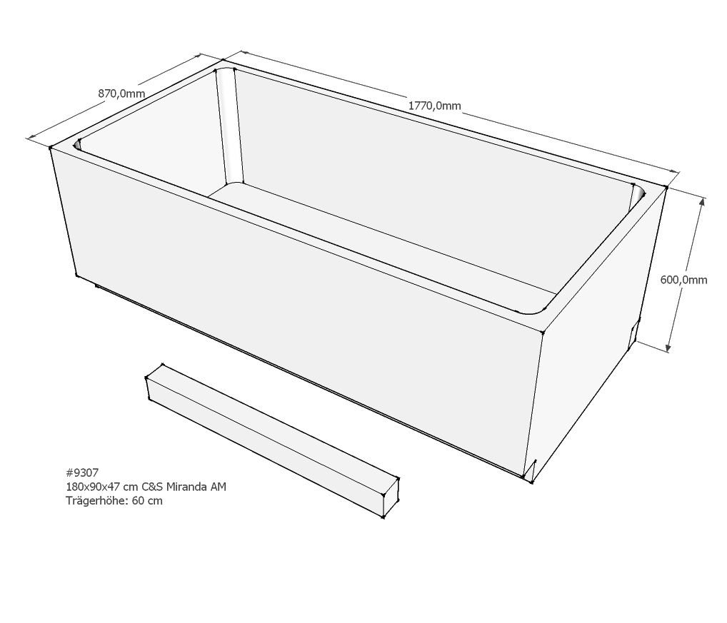 Xenz beterbad baddrager voor tanga 180x90cm