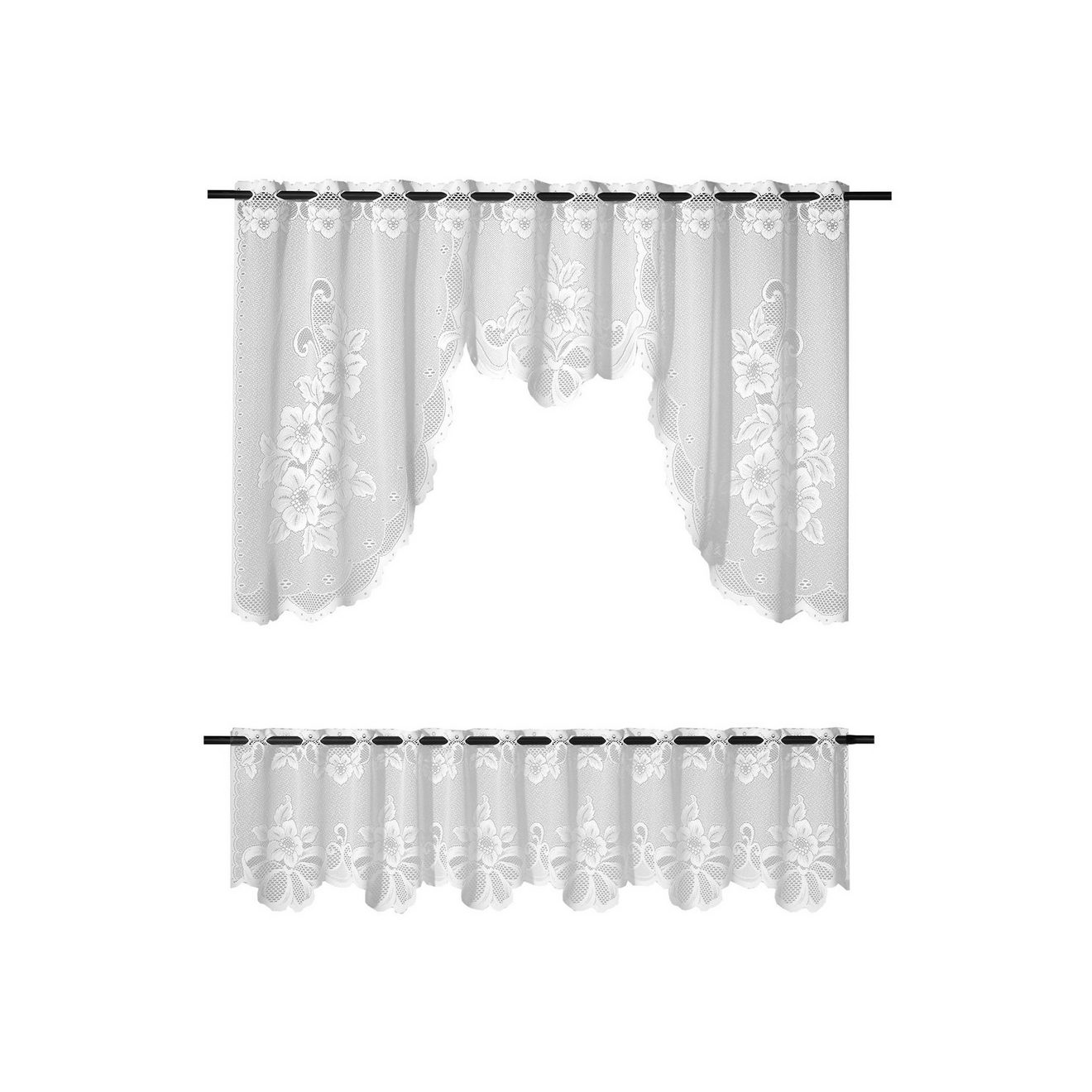 Weckbrodt Valletje Provance Bistro, jacquard, bloemig, gebloemd, 2-delig set, gordijn, store (2 stuks)