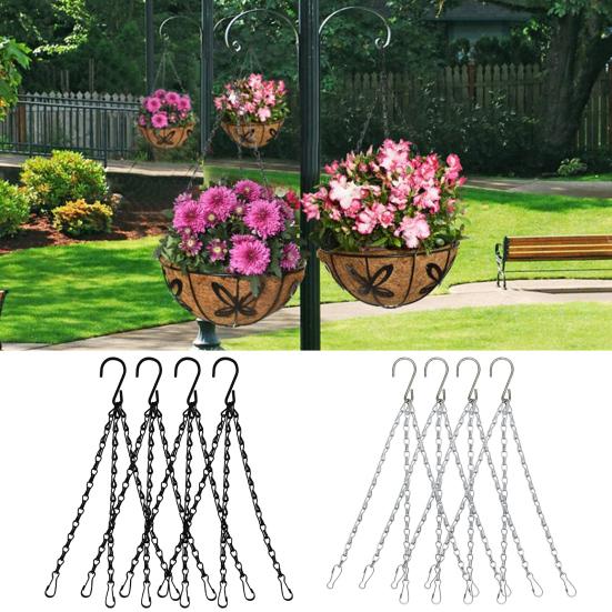 Tliyetper 4 stks/set Bloemenmand Hanger Dubbele Haak Ijzeren Bloem Plant Pot Vervanging Kettinghanger Tuin Supply zilver