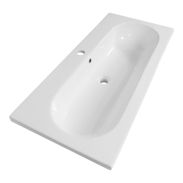 Brauer Moon wastafel - 100x46x10cm - 1 wasbak - 1 kraangat - keramiek - hoogglans wit WT-MO1001HW