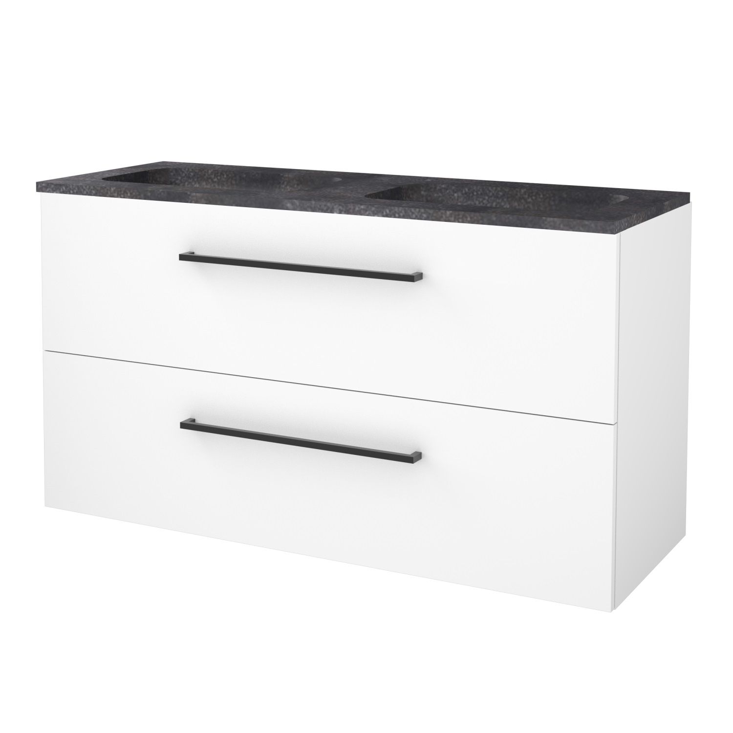Boss & Wessing Badmeubelset BWS Salt 120x46cm Met Grepen 2 Lades Met Wastafel Hardsteen Ice White
