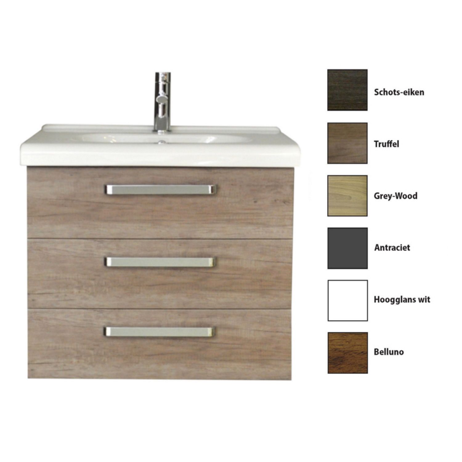 Sanicare Badkamermeubelset  Q9 3 Laden 80cm Truffel (spiegel optioneel)