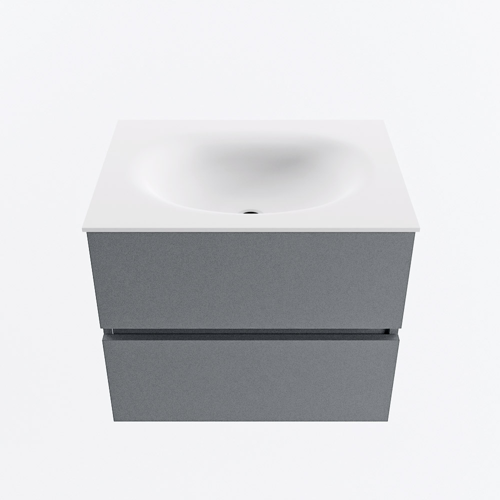 Mondiaz VICA 60cm badmeubel onderkast Plata 2 lades. Wastafel MOON midden zonder kraangat, kleur Talc.