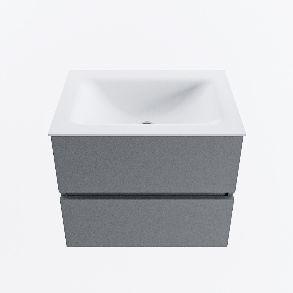 Mondiaz VICA 60cm badmeubel onderkast Plata 2 lades. Wastafel CLOUD midden 1 kraangat, kleur Talc.