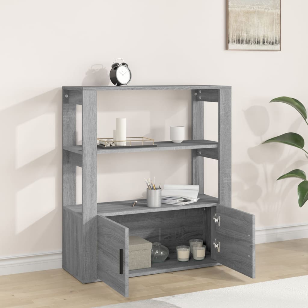 vidaXL Dressoir 80x30x90 cm bewerkt hout grijs sonoma eikenkleurig