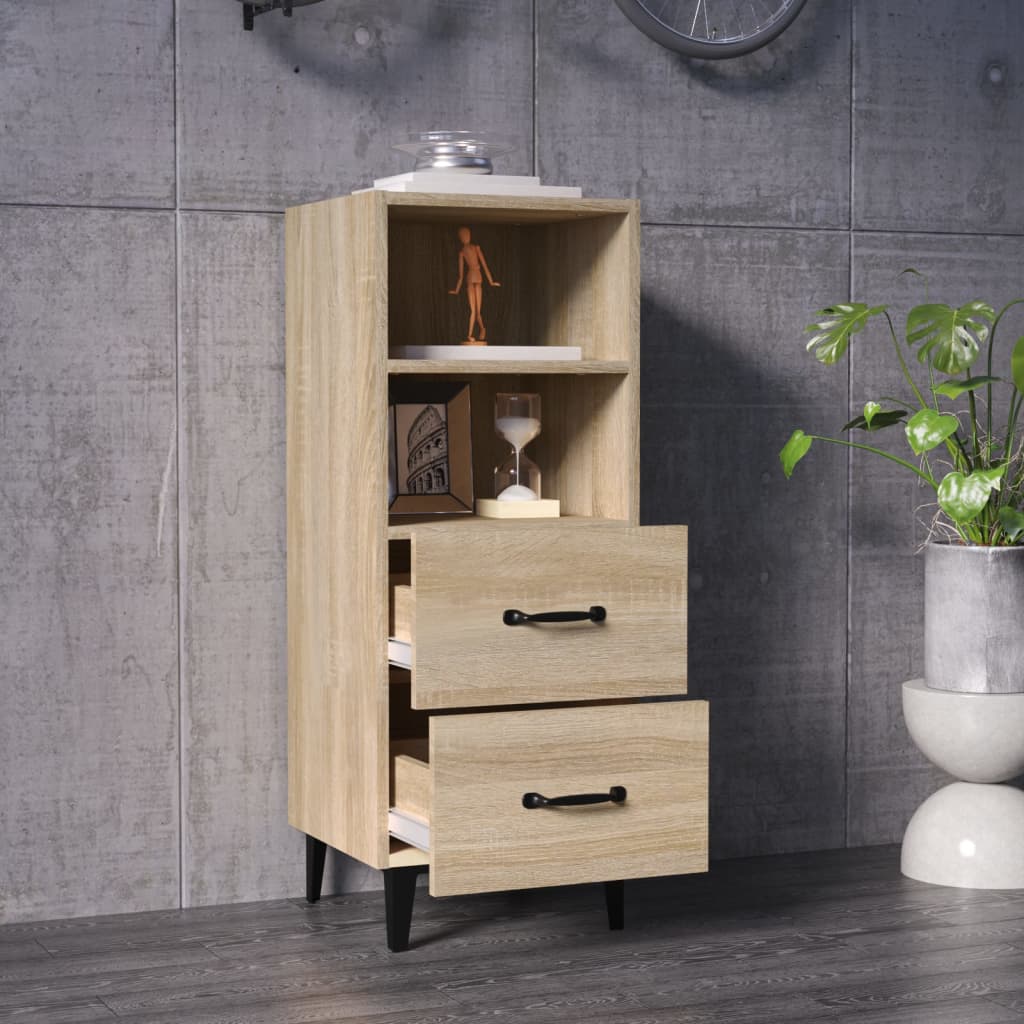 vidaXL Dressoir 34,5x34x90 cm bewerkt hout sonoma eikenkleurig