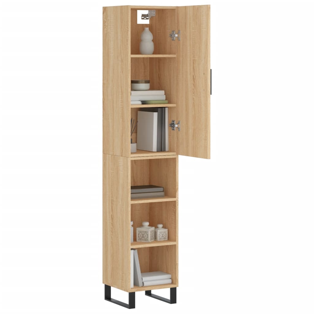 vidaXL Hoge kast 34,5x34x180 cm bewerkt hout sonoma eikenkleurig