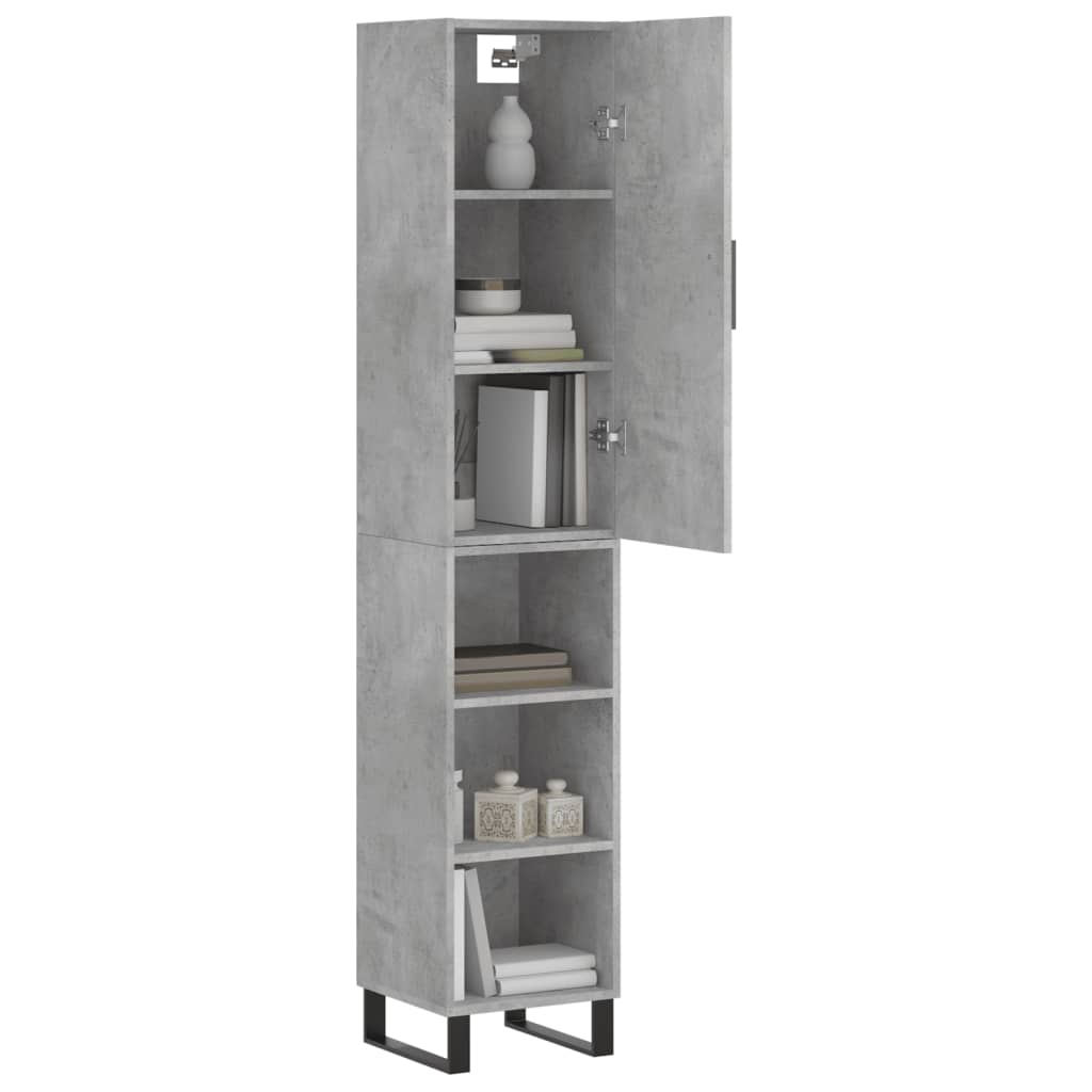 vidaXL Hoge kast 34,5x34x180 cm bewerkt hout betongrijs
