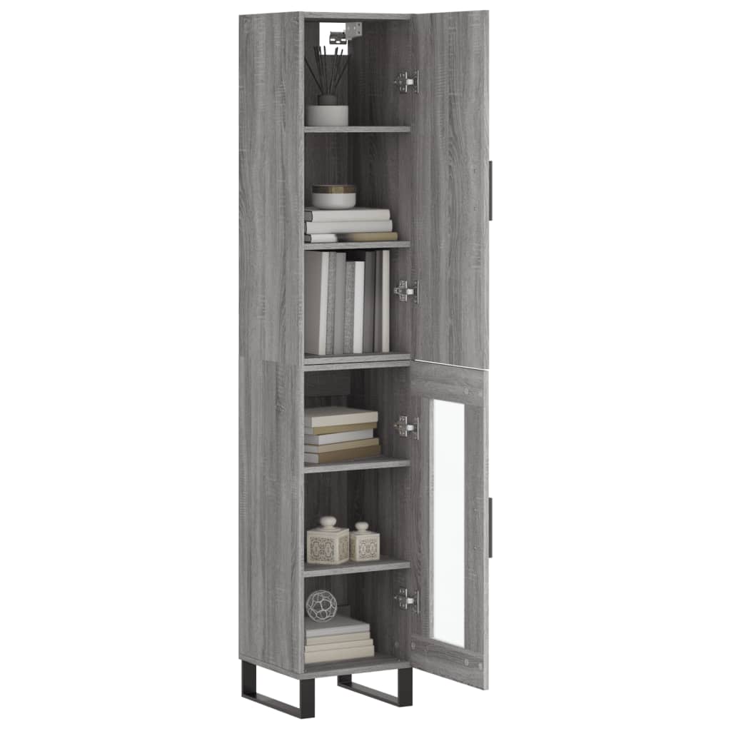 vidaXL Hoge kast 34,5x34x180 cm bewerkt hout grijs sonoma eikenkleurig