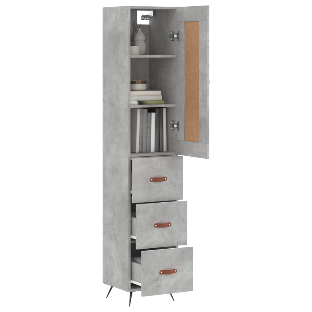 vidaXL Hoge kast 34,5x34x180 cm bewerkt hout betongrijs