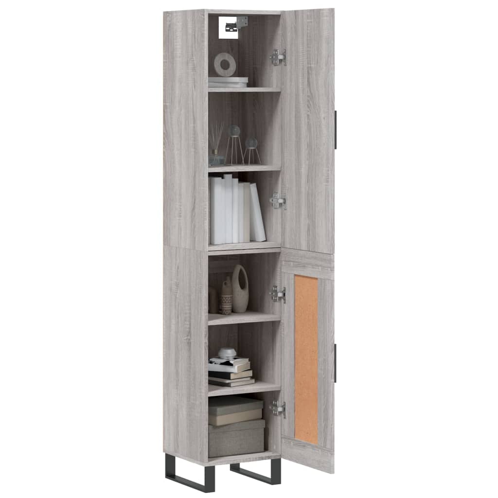 vidaXL Hoge kast 34,5x34x180 cm bewerkt hout grijs sonoma eikenkleurig