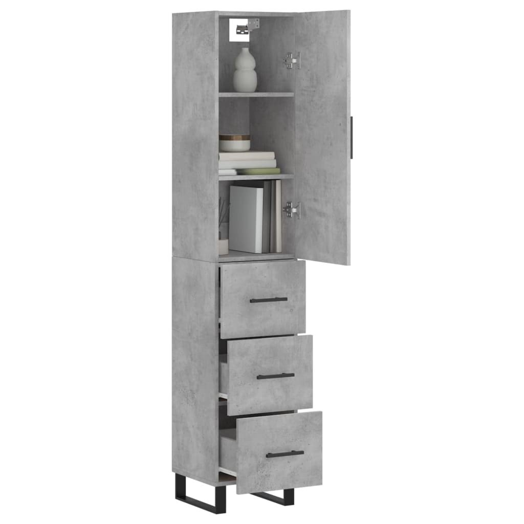 vidaXL Hoge kast 34,5x34x180 cm bewerkt hout betongrijs