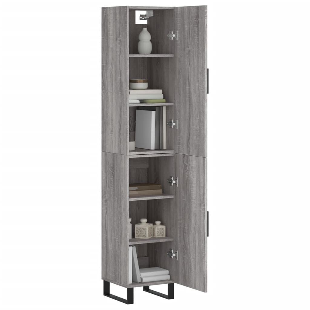 vidaXL Hoge kast 34,5x34x180 cm bewerkt hout grijs sonoma eikenkleurig